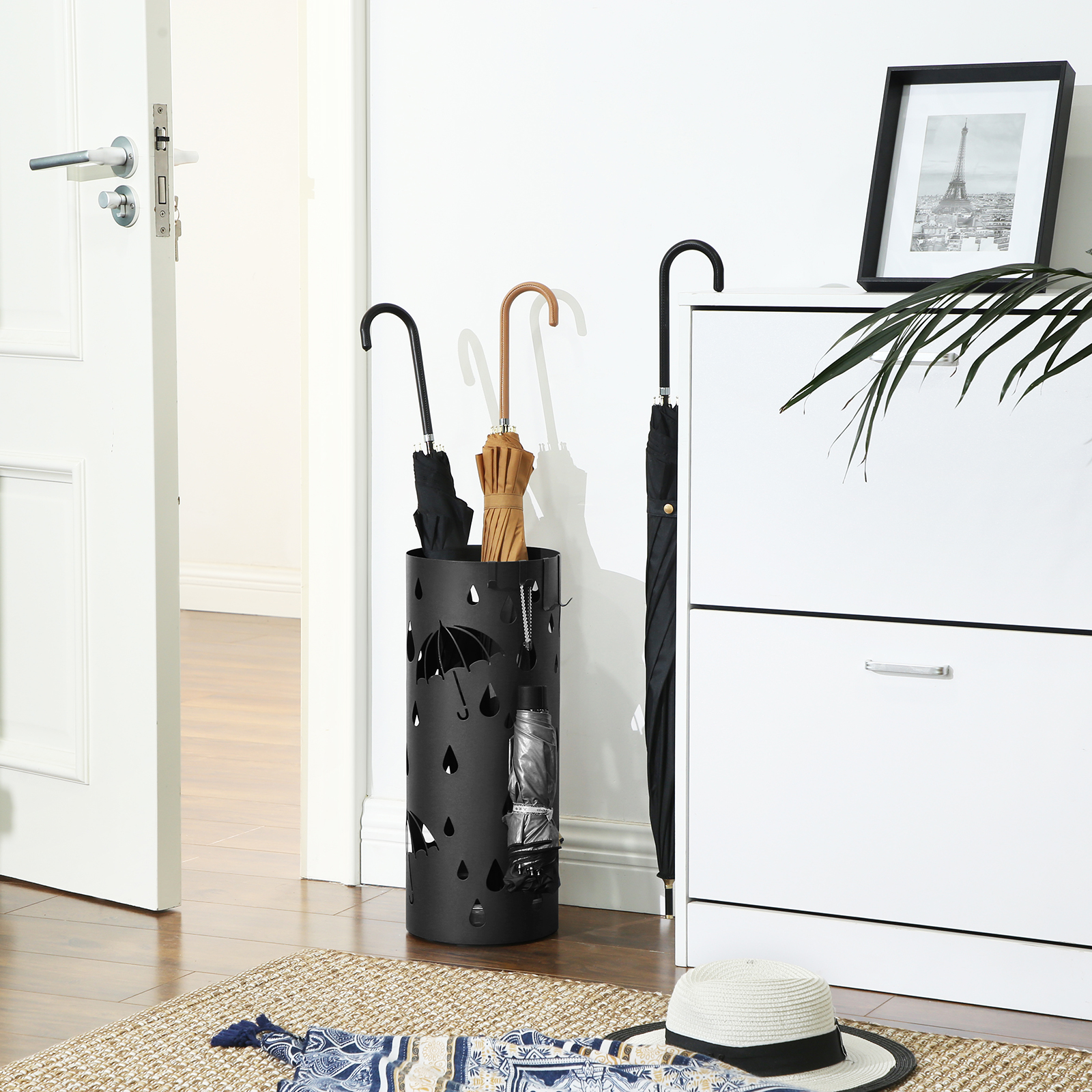 Svart paraplyställ - Paraplyn & Droppar design - Bild 2