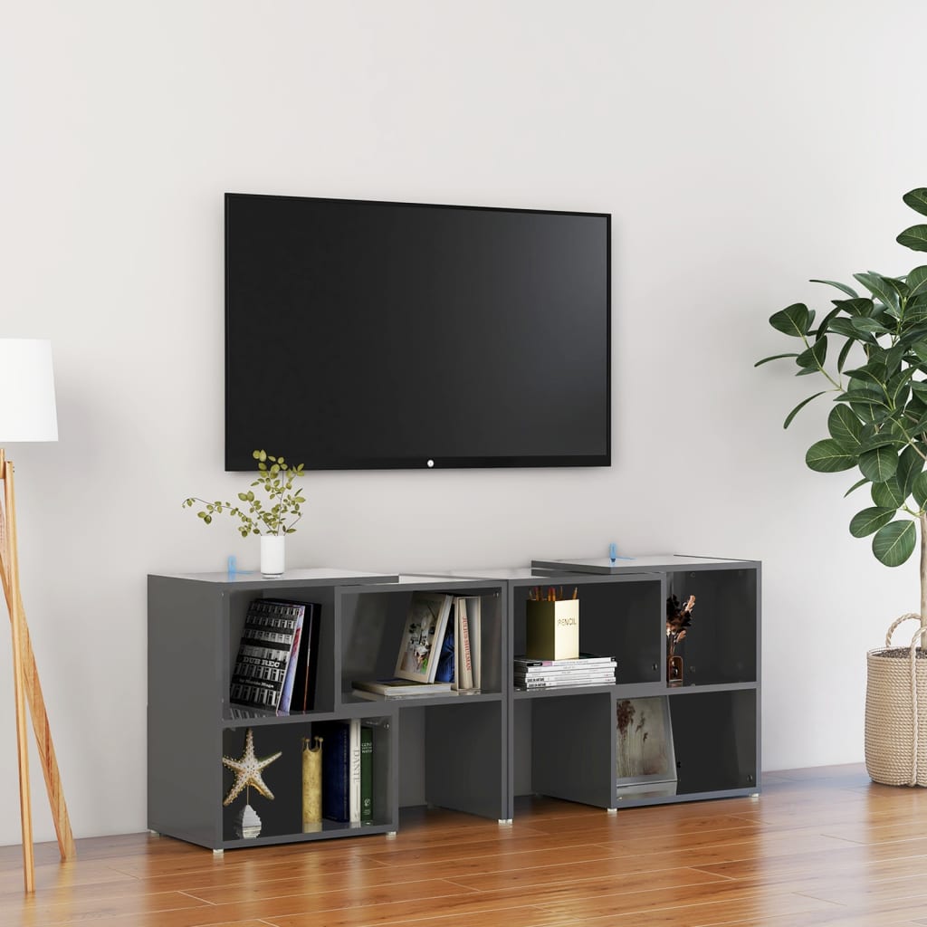 TV-bänk grå högglans 104x30x52 cm konstruerat trä