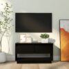 Tv-bänk svart 74x34x40 cm massiv furu