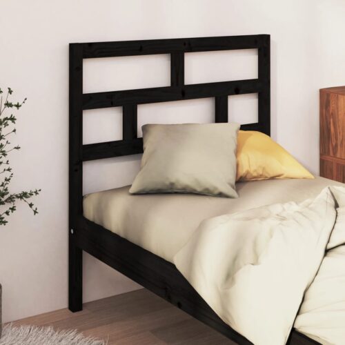 Sänggavel svart 96x4x100 cm massiv furu