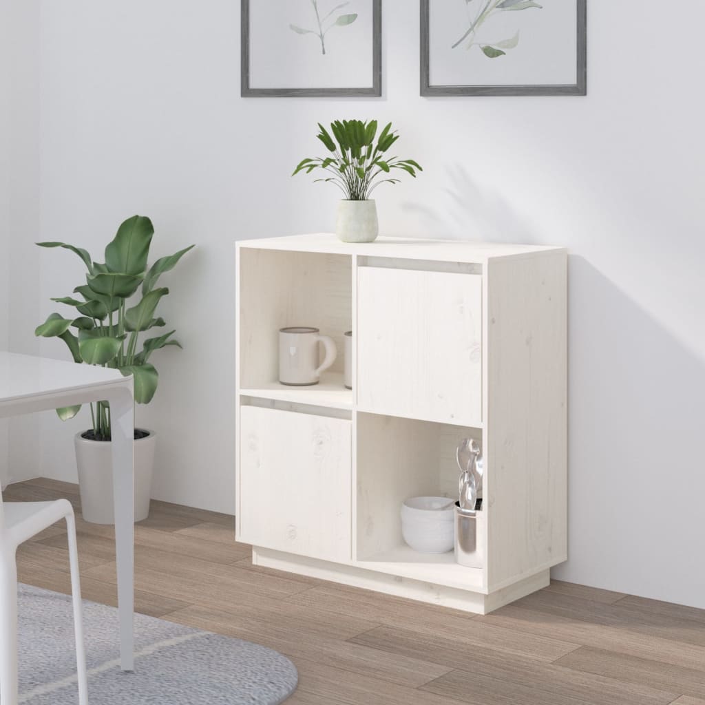 Skänk vit 74x35x80 cm massiv furu