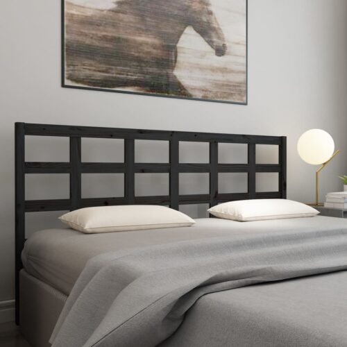 Sänggavel svart 205,5x4x100 cm massiv furu