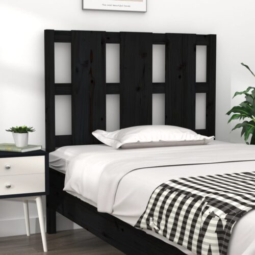 Sänggavel svart 95,5x4x100 cm massiv furu