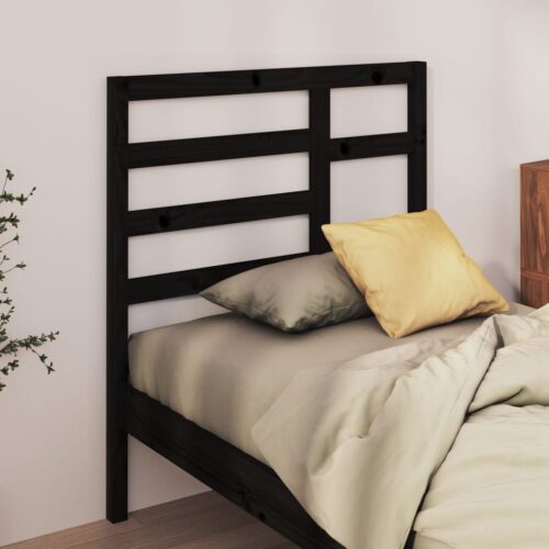 Sänggavel svart 81x4x104 cm massiv furu
