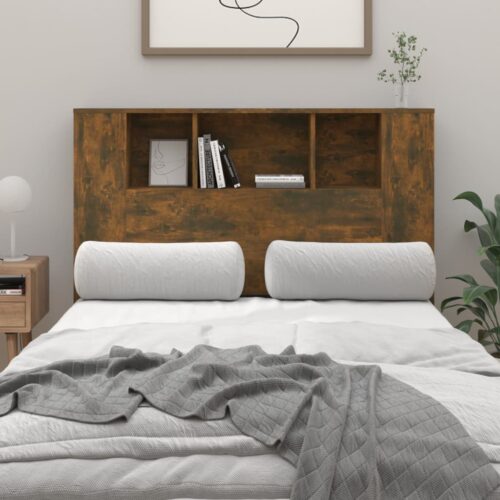 Sänggavel med förvaring rökfärgad ek 120x18,5x102,5 cm