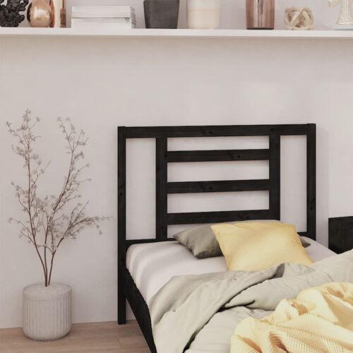 Sänggavel svart 96x4x100 cm massiv furu