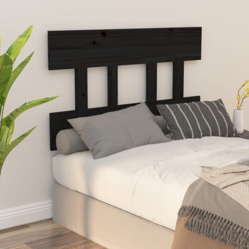 Sänggavel svart 93,5x3x81 cm massiv furu