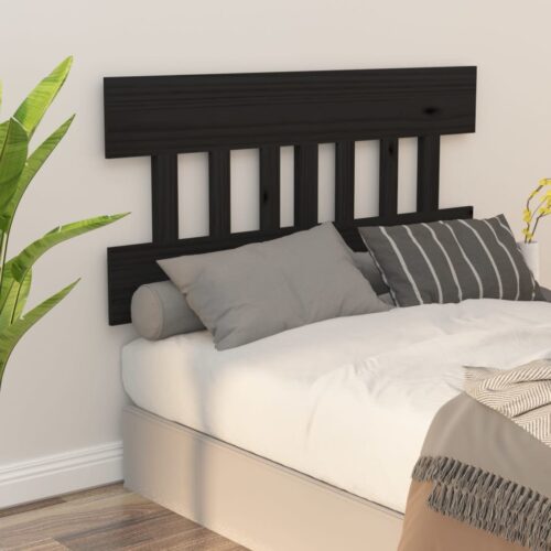 Sänggavel svart 163,5x3x81 cm massiv furu