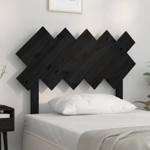 Sänggavel svart 104x3x80,5 cm massiv furu
