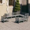 Loungegrupp 9 delar grå massiv furu