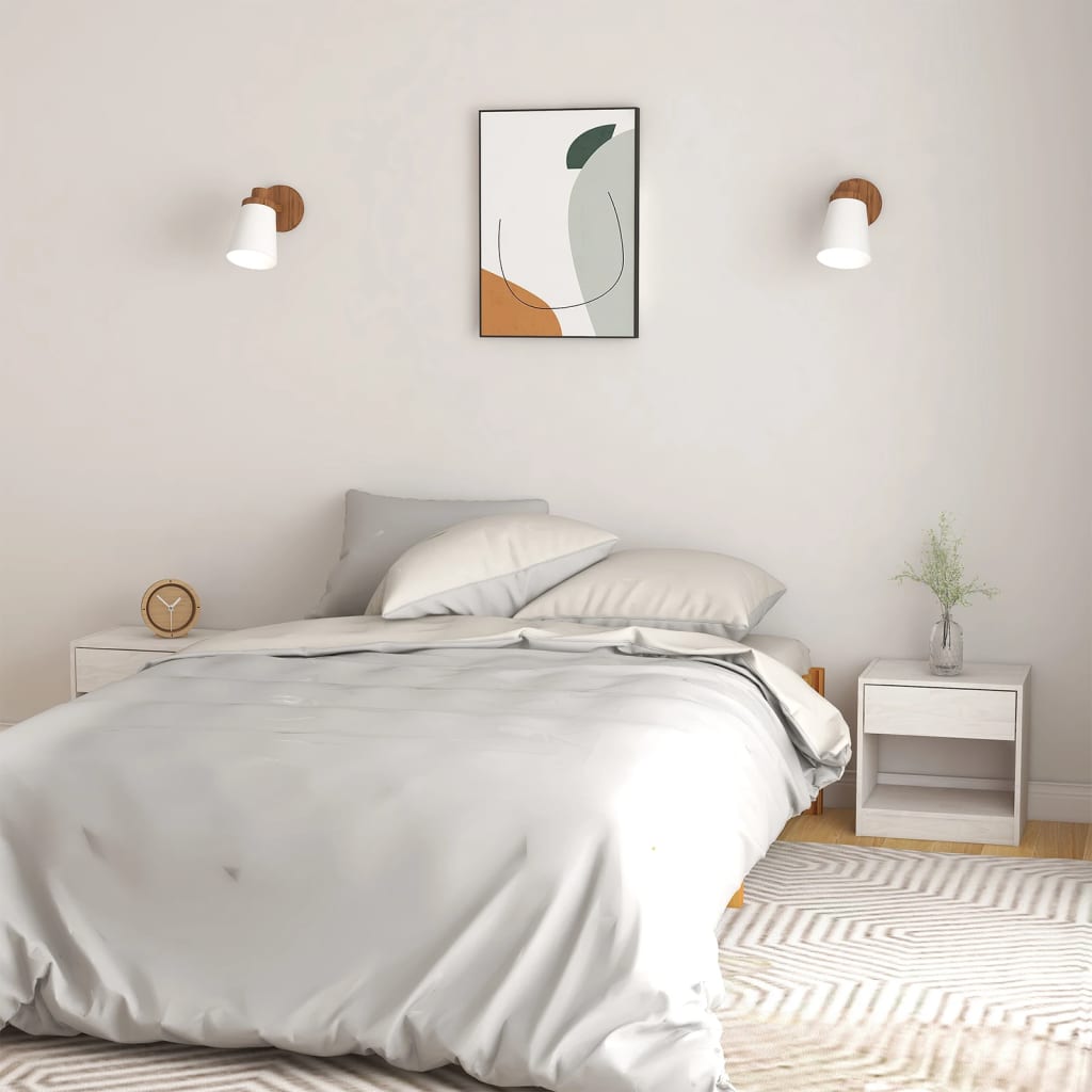 Sängbord 2 st 40x31x40 cm massiv furu vit