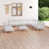 Loungegrupp för trädgården 10 delar vit massiv furu