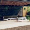 Loungegrupp med dynor 10 delar vit massiv furu