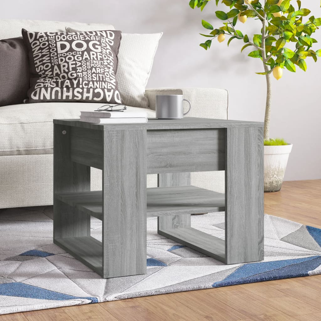 Soffbord grå sonoma-ek 55,5x55x45 cm konstruerat trä