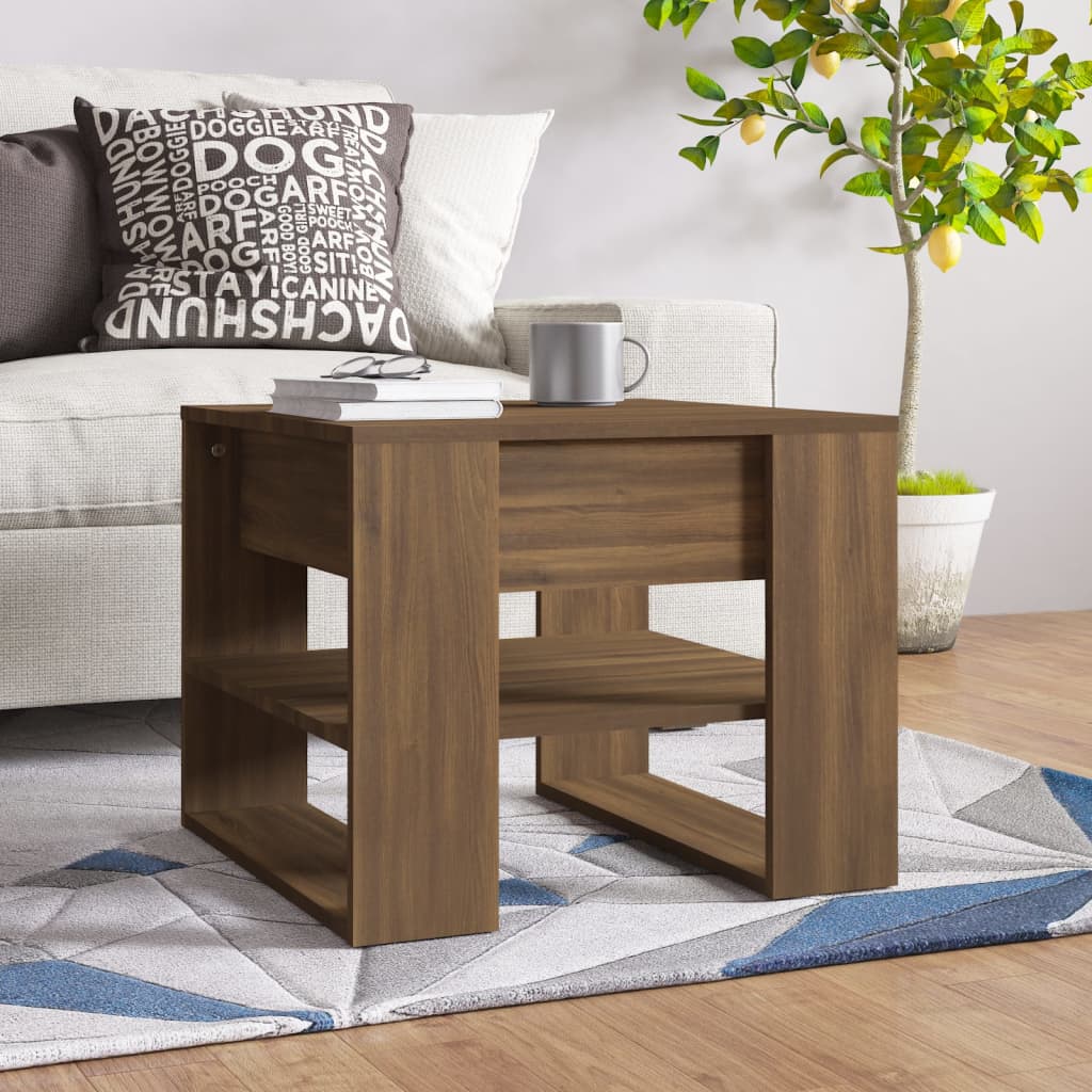Soffbord brun ek 55,5x55x45 cm konstruerat trä