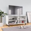 Tv-bänk med hjul vit 90x35x35 cm konstruerat trä