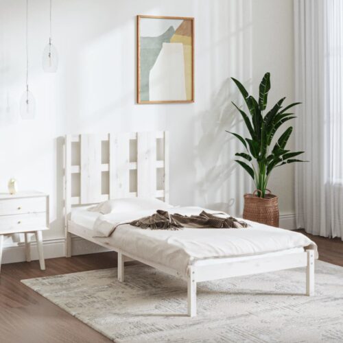 Sängram utan madrass vit 90x200 cm massiv furu