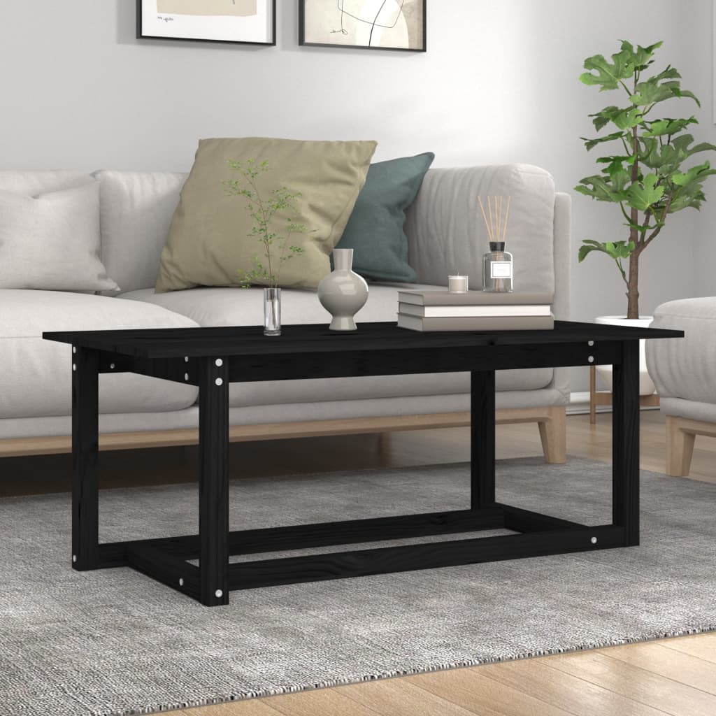 Soffbord svart 110x55x45 cm massiv furu