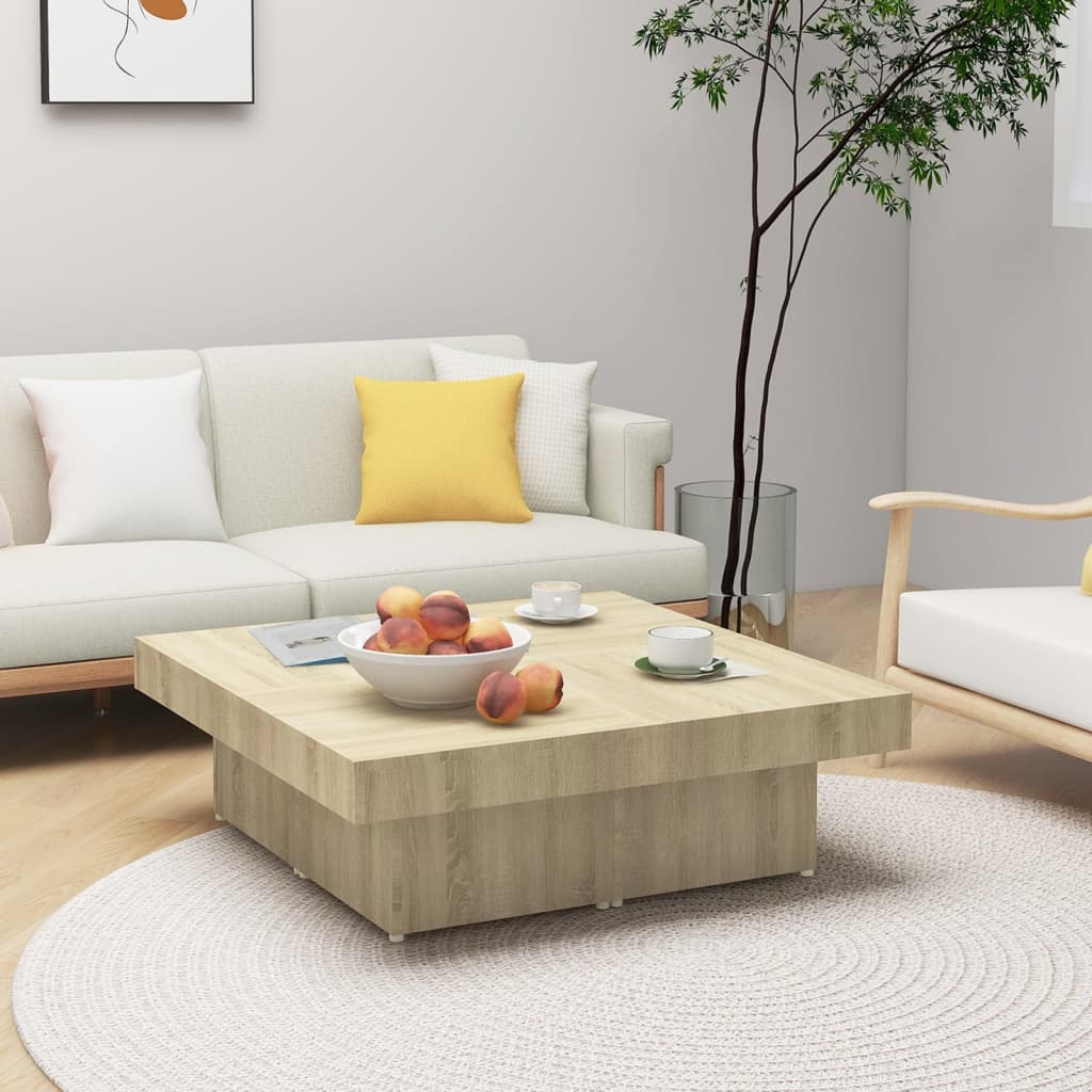 Soffbord sonoma-ek 90x90x28 cm konstruerat trä