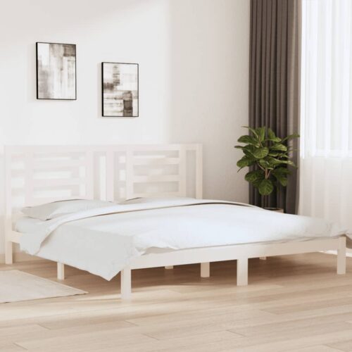 Sängram utan madrass vit 200x200 cm massiv furu