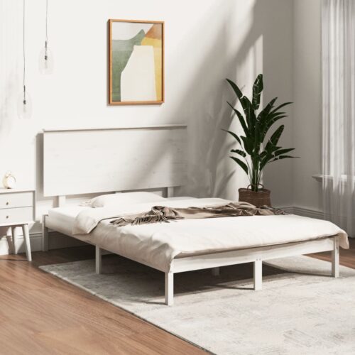 Sängram utan madrass vit 140x200 cm massiv furu