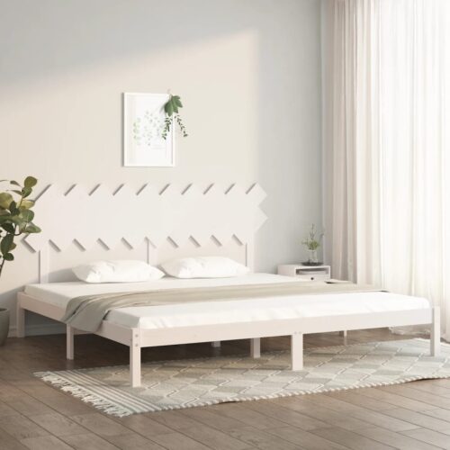 Sängram vit 200x200 cm massivt trä