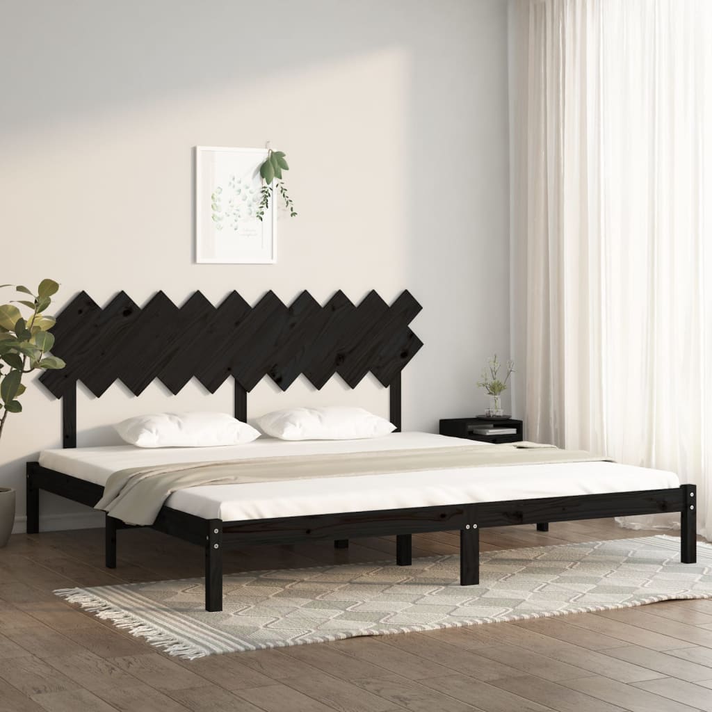 Sängram svart 200x200 cm massivt trä