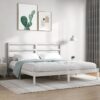 Sängram utan madrass vit 200x200 cm massiv furu