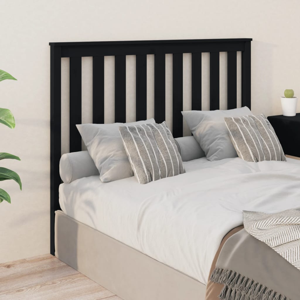 Sänggavel svart 146x6x101 cm massiv furu