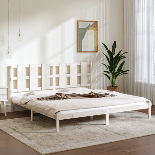 Sängram utan madrass vit 200x200 cm massiv furu