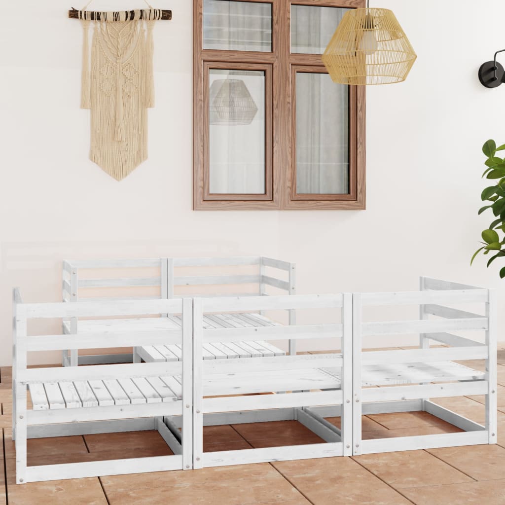 Loungegrupp för trädgården 6 delar vit massiv furu