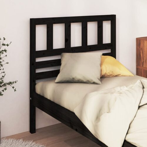Sänggavel svart 96x4x100 cm massiv furu