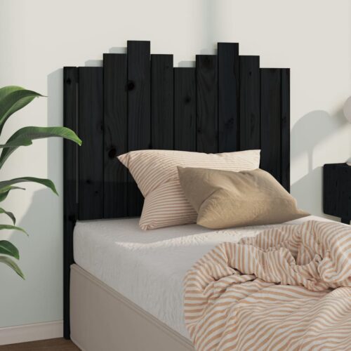 Sänggavel svart 96x4x110 cm massiv furu