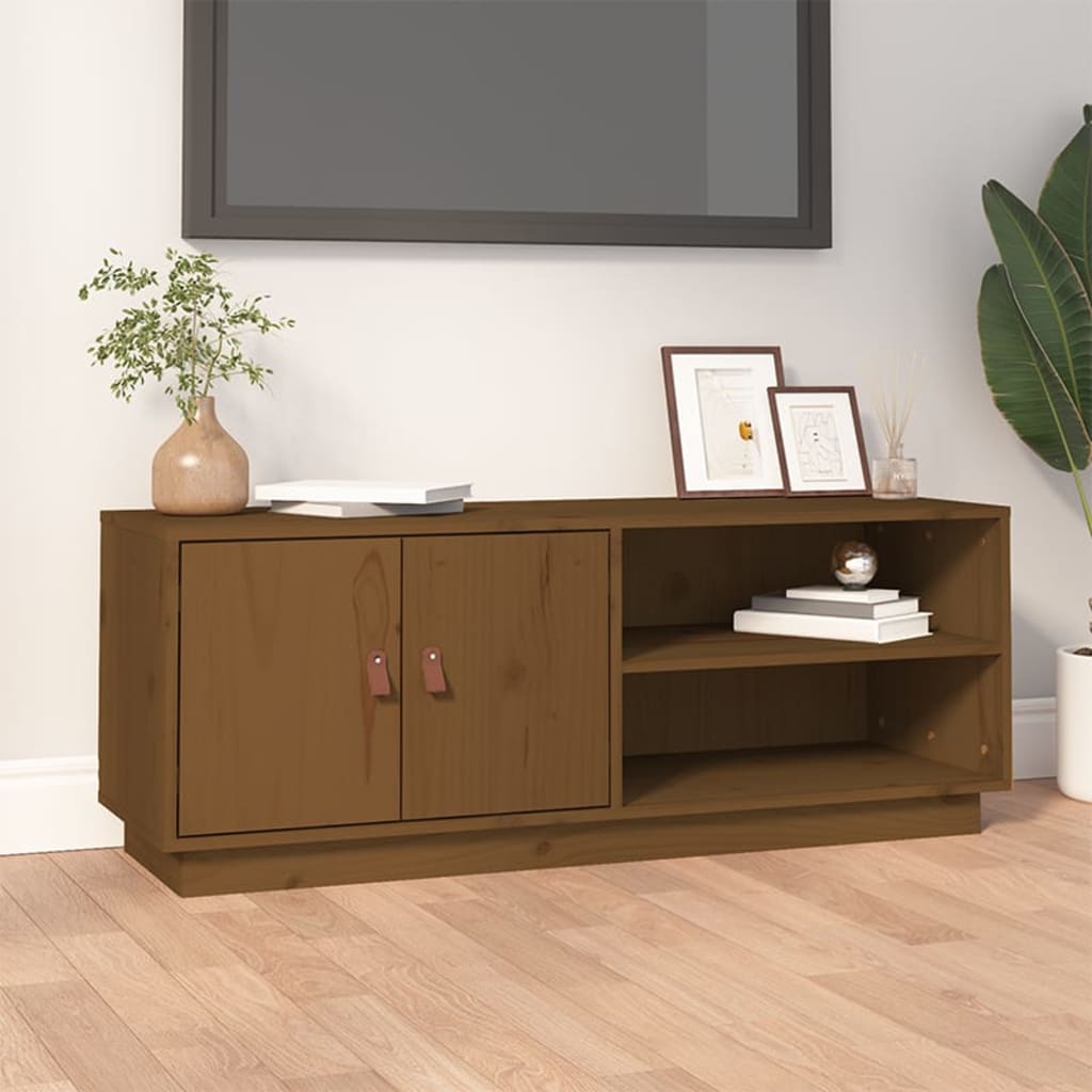 Tv-bänk honungsbrun 105x34x40 cm massiv furu