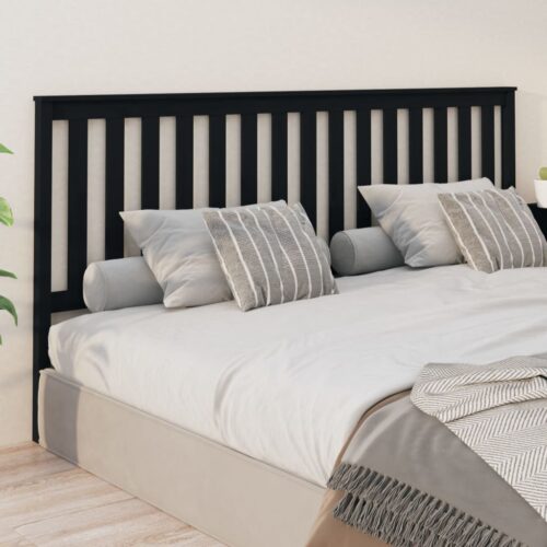 Sänggavel svart 206x6x101 cm massiv furu