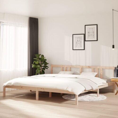 Sängram utan madrass massivt trä 200x200cm