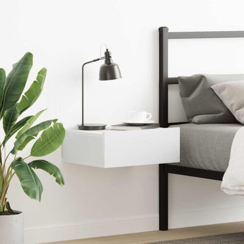 Svävande sängbord vit 40x30x15 cm konstruerat trä