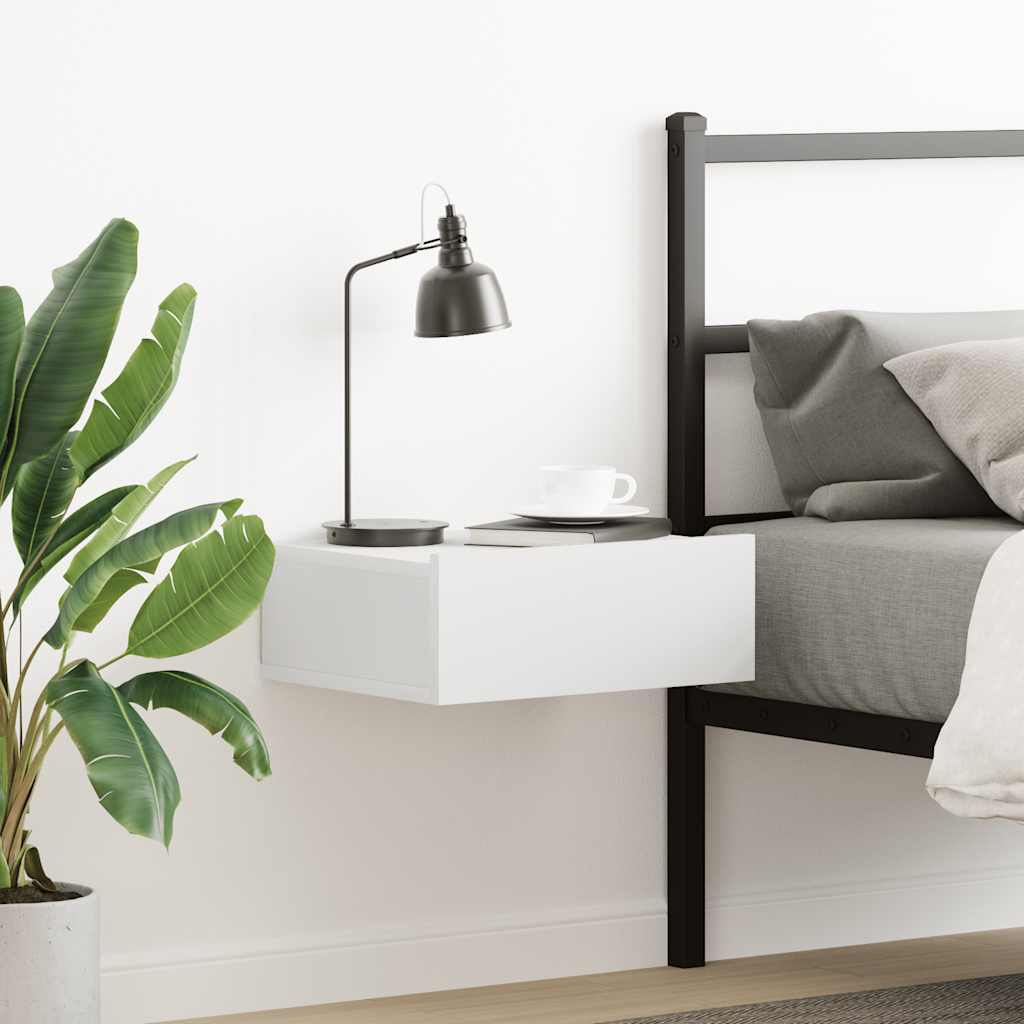 Svävande sängbord vit 40x30x15 cm konstruerat trä