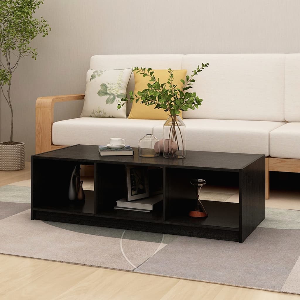 Soffbord svart 110x50x34 cm massiv furu