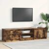 Tv-bänk rökfärgad ek 140x40x35,5 cm konstruerat trä