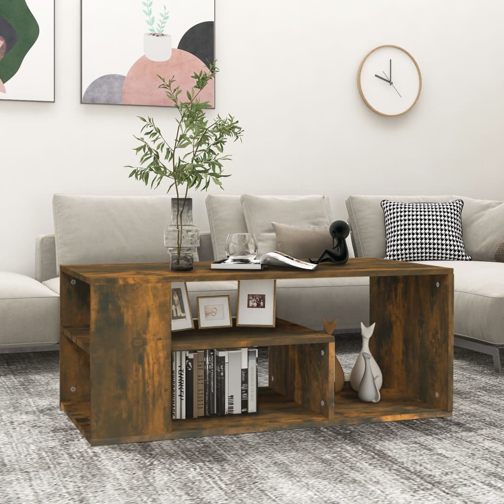Soffbord rökfärgad ek 100x50x40 cm konstruerat trä