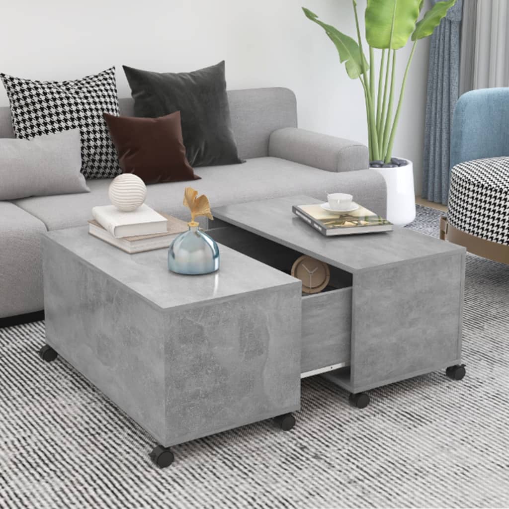 Soffbord betonggrå 75x75x38 cm konstruerat trä