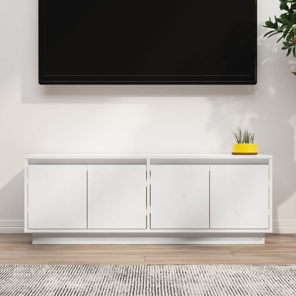 Tv-bänk vit 110x34x40 cm massiv furu