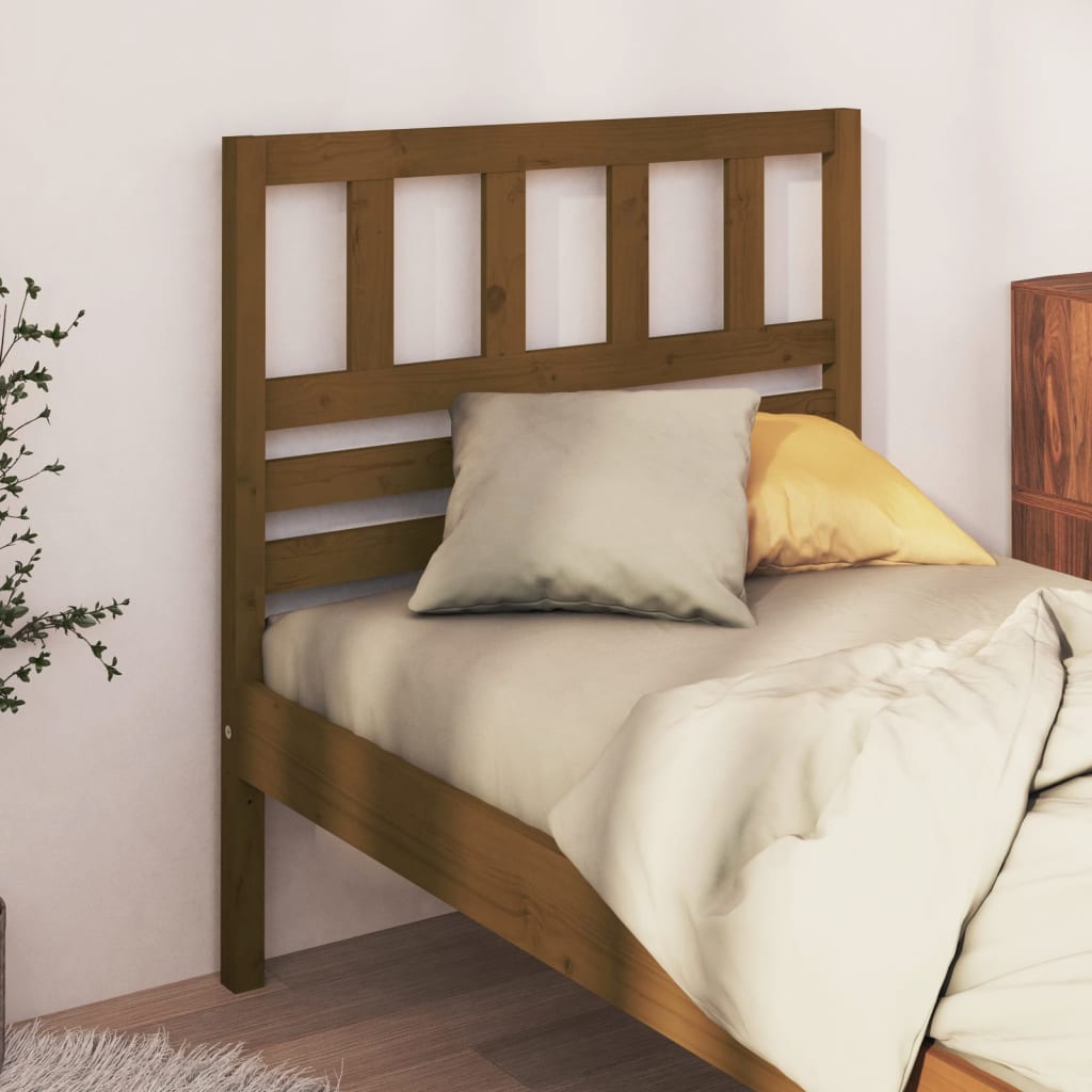Sänggavel honungsbrun 81x4x100 cm massiv furu