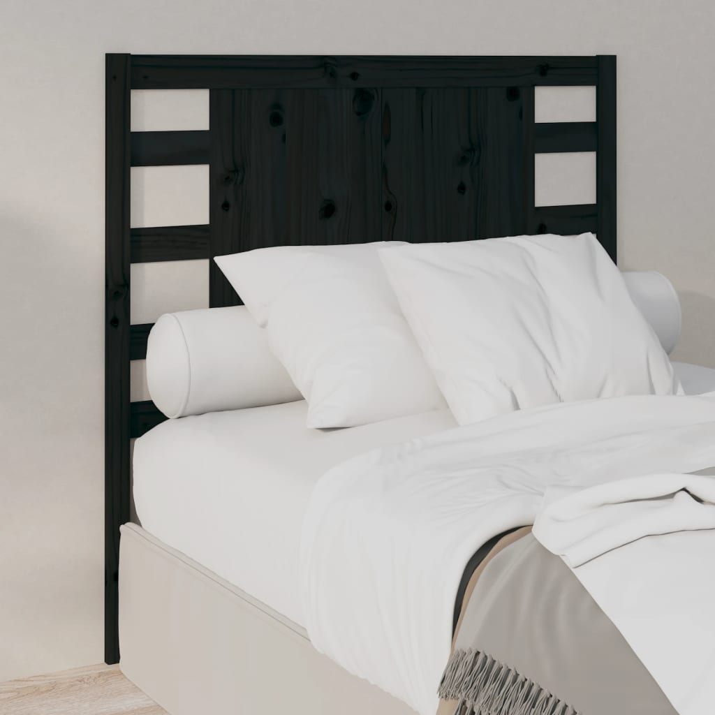 Sänggavel svart 106x4x100 cm massiv furu
