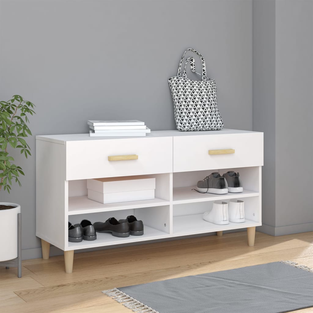 Skoskåp vit 102x35x55 cm konstruerat trä