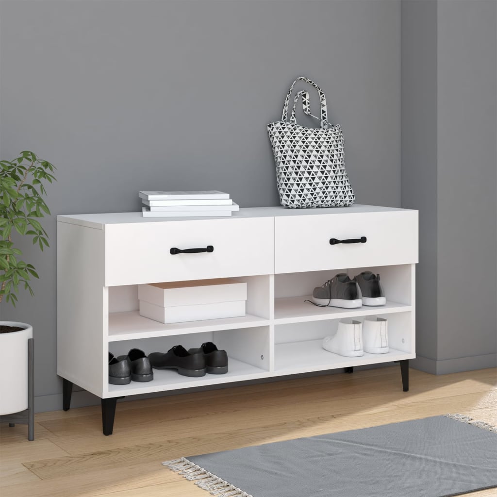 Skoskåp vit 102x35x55 cm konstruerat trä