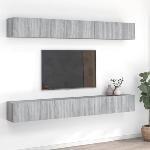 Tv-bänk 8 delar grå sonoma 60x30x30 cm konstruerat trä