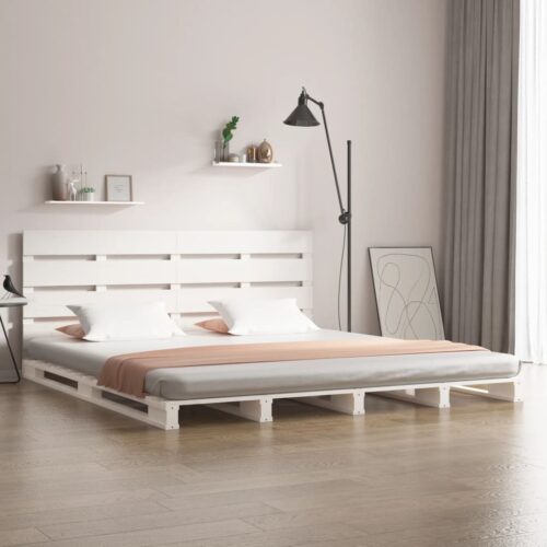 Sängram utan madrass vit 180x200 cm massiv furu