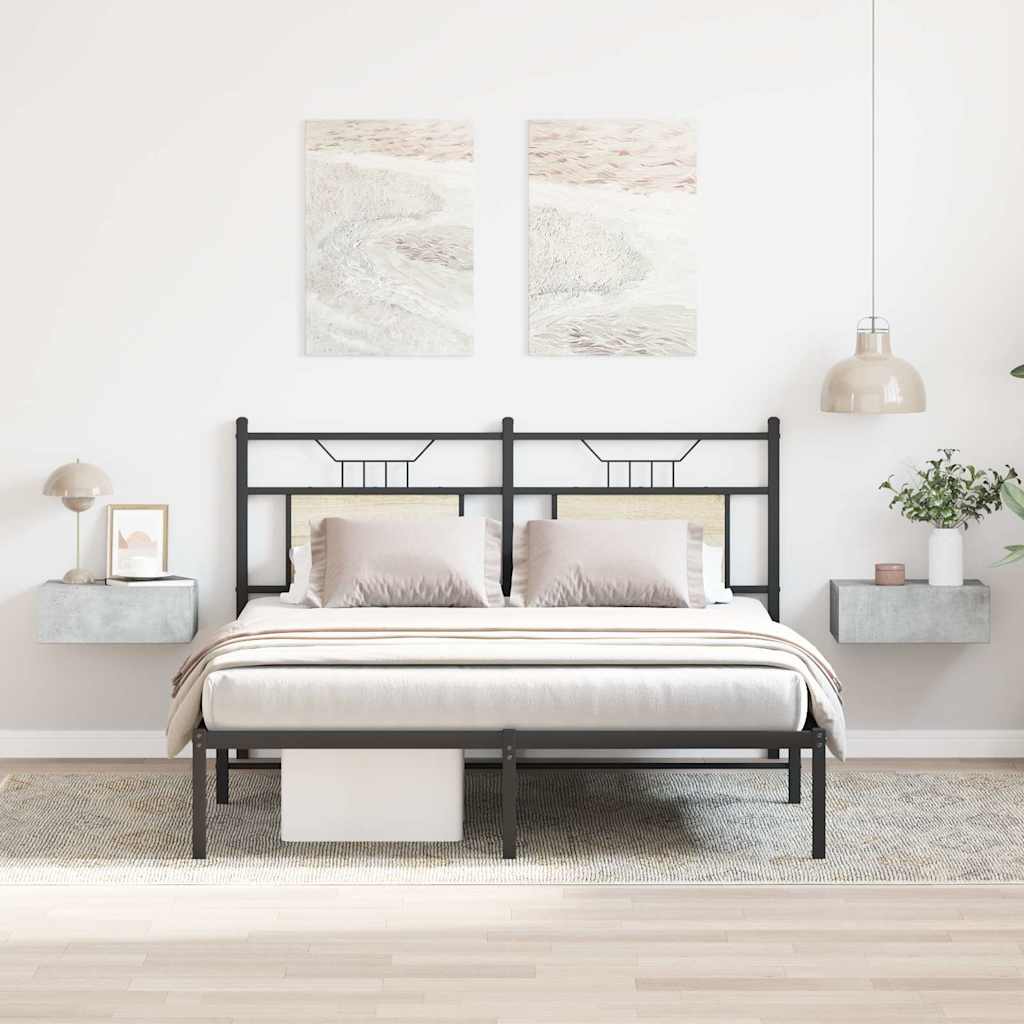 Svävande sängbord 2 st betonggrå 40x30x15 cm konstruerat trä